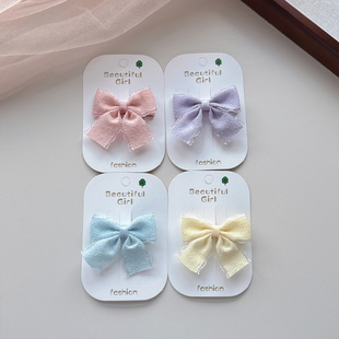 儿童发夹甜美冰淇淋色燕尾蝴蝶结女童侧边夹双马尾夹宝宝发饰夹子