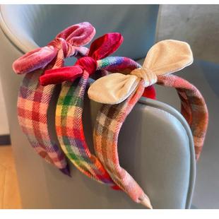 学院风冬款 毛呢格子儿童发饰大蝴蝶结发夹女孩发箍发卡包扣夹压夹