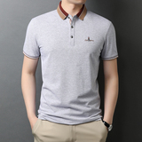 秋季男装新款短袖t恤男翻领潮牌刺绣男士polo衫上衣QLM88189-P70，男装T恤，电商B212（原钱塘6029）