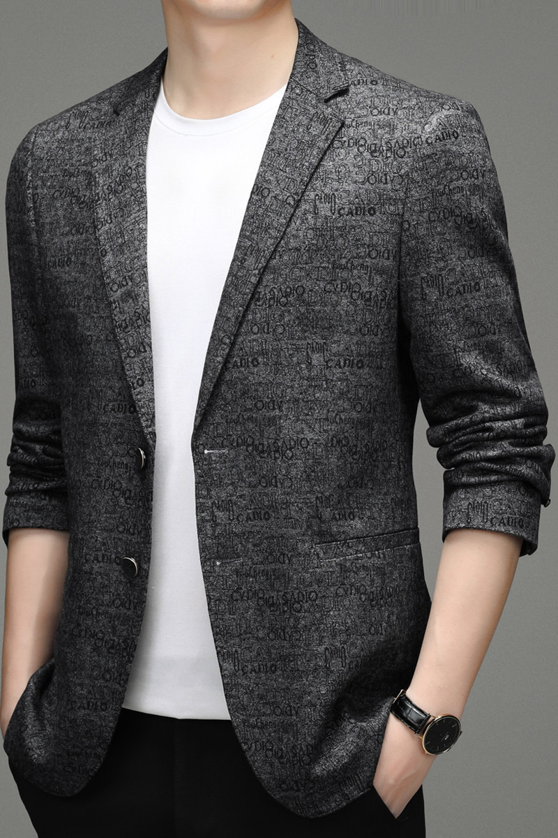 秋西服男装外套修身纯色印花休闲单件上衣潮流西服ZELD3319-P160,男装西服,电商B212（原钱塘6029）
