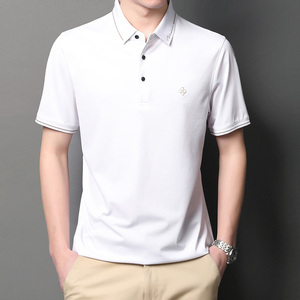 桑蚕丝短袖T恤男绣标翻领夏季中年男士宽松爸爸夏装YT1AK03-P125图片