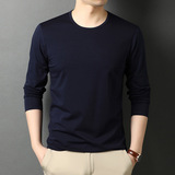 水洗长袖t恤男圆领纯色秋季新款中青年潮流长袖体恤衫GR5501-P50，男装T恤，电商B212（原钱塘6029）