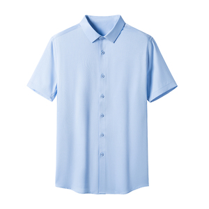 纯色百搭短袖衬衫男夏季中青年男士免烫休闲半袖衬衣D2971-P70图片