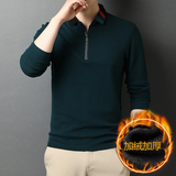 全棉长袖T恤男加绒加厚上衣男士翻领POLO衫打底衫D9006-1-P105，男装T恤，电商B212（原钱塘6029）