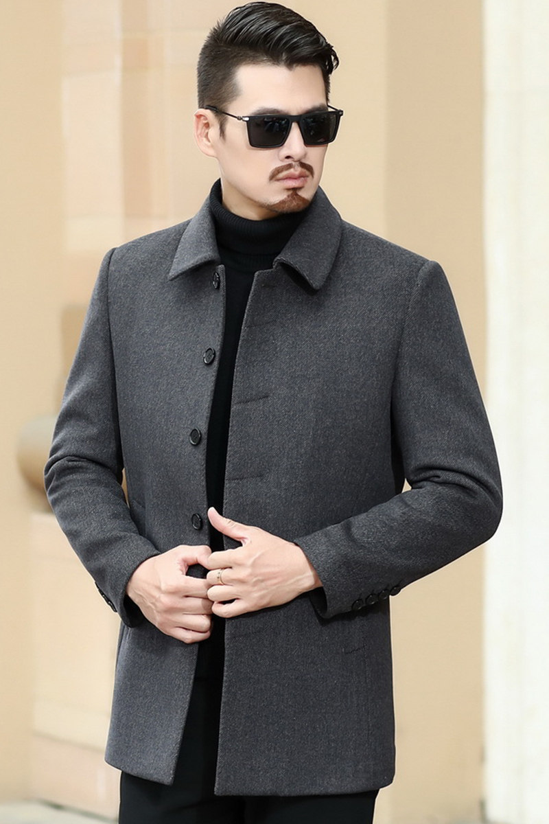 精品男装羊毛大衣男外套纯色男士休闲翻领毛呢爸爸上衣L2028-P260,男装毛呢大衣,电商B212（原钱塘6029）
