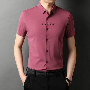 2021新款潮流时尚男士短袖衬衫男式商务休闲衬衣QLM88255-P85图片