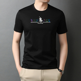中年男士商务休闲百搭圆领字母印花宽松夏季短袖T恤QLM88206-P70，男装T恤，电商B212（原钱塘6029）
