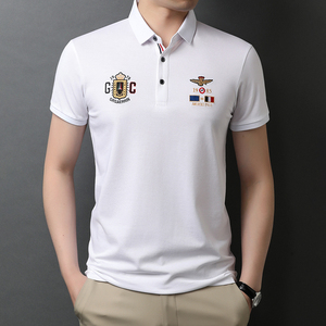 爸爸夏装短袖t恤休闲纯色男士POLO衫夏季中年上衣QLM88157-P75图片