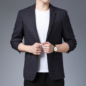 2021新款小西服男休闲型男单西外套格子商务小西装KCN2057-1-P175图片