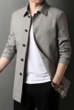 秋季男士中长款防晒衣服轻薄透气翻领外套宽松夹克QLM55294-P170，男装风衣，电商B212（原钱塘6029）