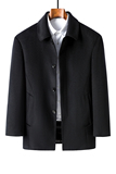 羊毛呢子大衣男翻领上衣中年男士休闲纯色单排扣外套H8819-P290，男装毛呢大衣，电商B212（原钱塘6029）