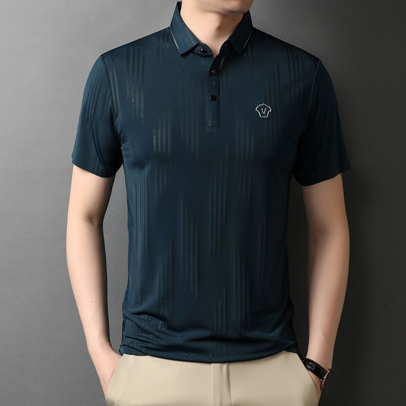 男士翻领短袖POLO衫男夏季休闲简约纯色刺绣潮流T恤QLM88128-P75,男装T恤,电商B212（原钱塘6029）