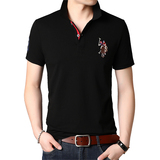 男士休闲时尚短袖T恤男翻领上衣夏季刺绣潮流polo体恤衫D8260-P65，男装T恤，电商B212（原钱塘6029）