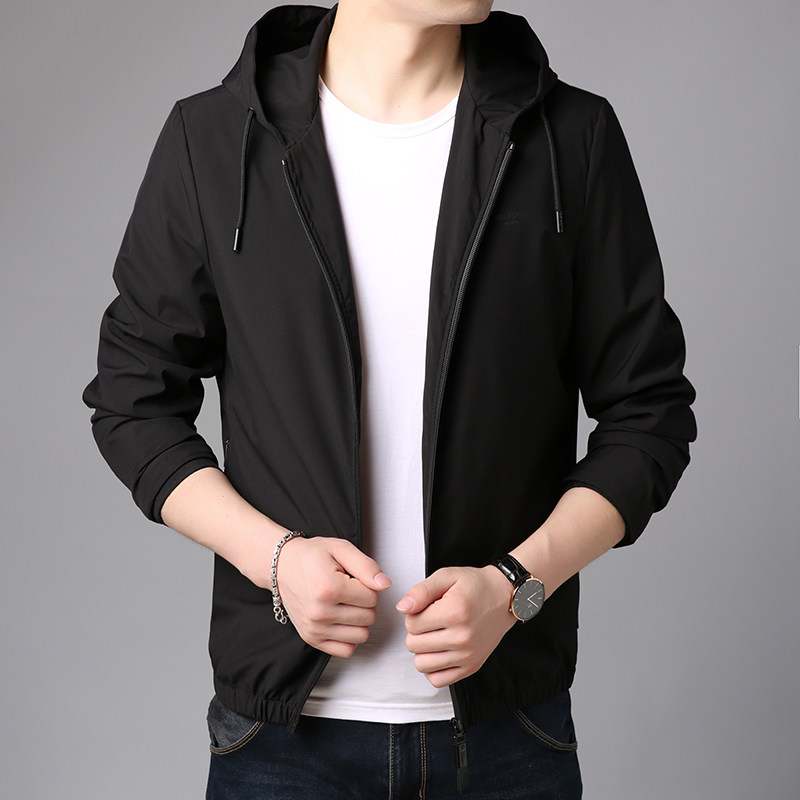 2021秋款男士短款夹克连帽男外套印花上衣男纯色LJ5101-P130图片