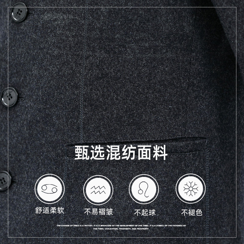 精品男装羊毛外套男秋冬季中年男士立领单排扣毛呢大衣L2023-P250,男装毛呢大衣,电商B212（原钱塘6029）