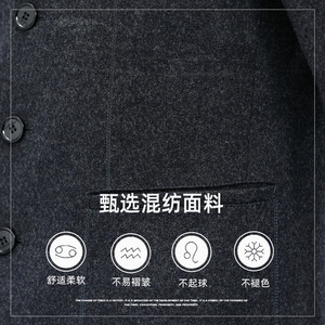 精品男装羊毛外套男秋冬季中年男士立领单排扣毛呢大衣L2023-P250图片