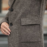 秋冬纯色商务休闲外套双面呢修身羊毛大衣男中长款KCN965-1-P360，男装毛呢大衣，电商B212（原钱塘6029）