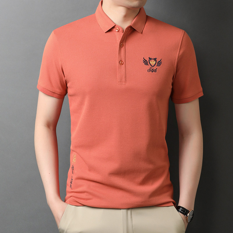 2021新款男士短袖纯棉polo衫商务翻领短袖刺绣T恤QLM88185-P70,男装T恤,电商B212（原钱塘6029）
