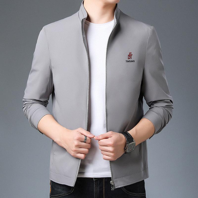 精品男装夹克外套男春秋中年男士休闲纯色立领上衣服N20023-P135,男装夹克,电商B212（原钱塘6029）