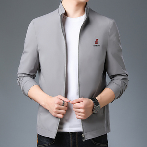 精品男装夹克外套男春秋中年男士休闲纯色立领上衣服N20023-P135图片