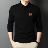 秋季翻领长袖t恤男纯棉打底衫休闲舒适百搭polo衫QLM55156-P80，男装Polo衫，电商B212（原钱塘6029）