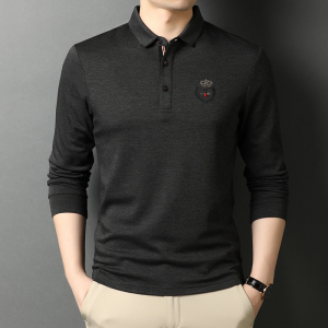纯色长袖T恤男翻领春秋男士休闲潮流打底POLO衫上衣服D8811-P85图片