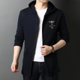 秋季新款夹克男士宽松休闲棒球服纯色刺绣连帽外套QLM55206-P100，男装夹克，电商B212（原钱塘6029）