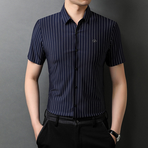 时尚条纹短袖衬衫男上衣夏季男士商务休闲潮流半袖衬衣D5120-P85图片
