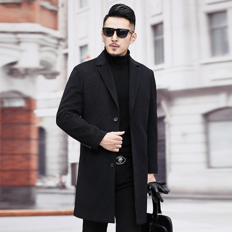 精品男装羊毛大衣男西装领中年男士休闲中长款毛呢外套L2021-P310，男装毛呢大衣，电商B212（原钱塘6029）