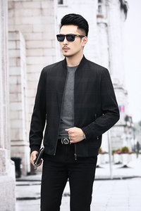 2021秋装新款男士棒球领夹克男格子夹克衫外套男装KCN2801-2-P115图片