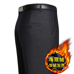 2021秋款中年男士宽松直筒休闲百搭裤加绒商务西裤KZ20-P60图片