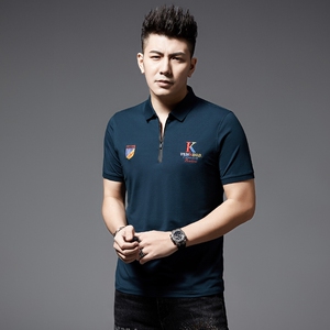 中年男士潮流百搭短袖t恤绣标夏季商务休闲体恤衫AJY28009-P70图片