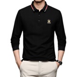 男体恤秋季长袖新款刺绣POLO衫休闲免烫男士翻领T恤LJ8247-P80，男装Polo衫，电商B212（原钱塘6029）