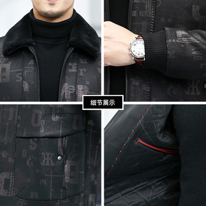 商务休闲男装夹克男加棉冬季中年男士脱卸毛领冬装外套L2153-P300图片