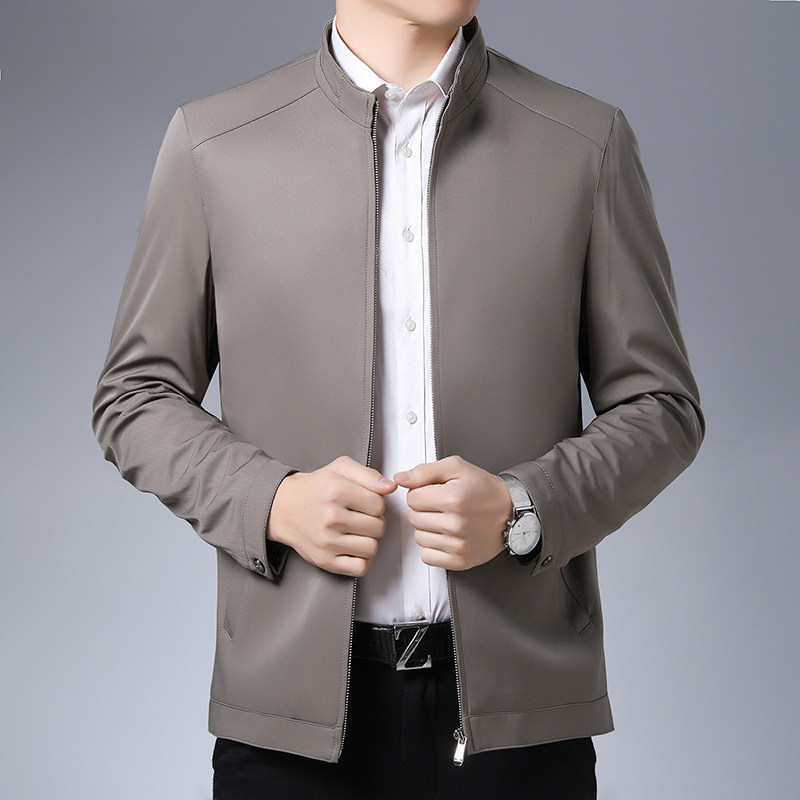 中年男士夹克外套男薄款春秋季商务休闲爸爸装上衣N82066-P135,男装夹克,电商B212（原钱塘6029）