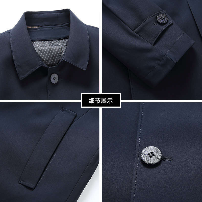 冬季羽绒服男中长款男装中年男士翻领风衣爸爸冬装外套Z,男装羽绒服,电商B212（原钱塘6029）