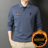 纯棉长袖T恤秋冬季中年男士休闲打底衫翻领宽松POLO衫D6626-1-P95，男装T恤，电商B212（原钱塘6029）