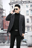 新款中青年男士修身西装商务休闲西服外套秋装KCN20712-1-P170，男装西服，电商B212（原钱塘6029）