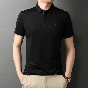 轻商务短袖T恤男翻领纯色POLO衫夏季男士休闲半袖体恤D8366-P65图片