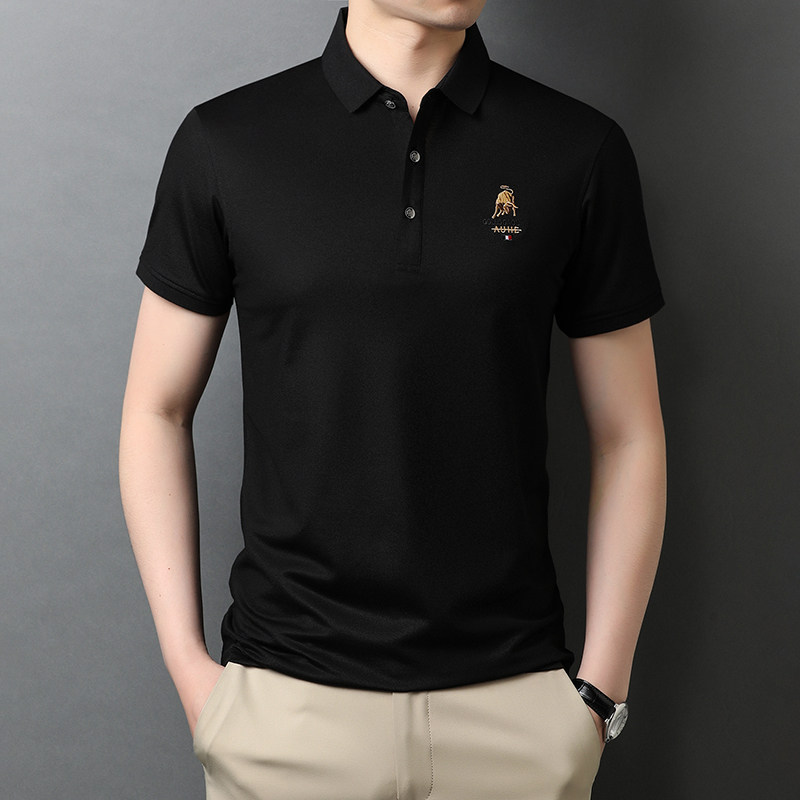 短袖T恤新款夏季青年时尚男纯色宽松翻领POLO衫男装QLM88155-P70图片