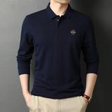 男士纯棉长袖t恤春秋中年男装商务休闲纯色打底polo衫21D6617-P75，男装T恤，电商B212（原钱塘6029）