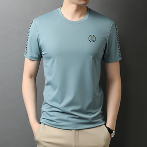 时尚印花短袖T恤男圆领夏装新款男士休闲纯色体恤衫QLM88233-P70图片