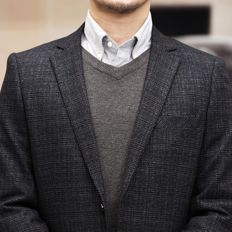 秋季新款中青年纯色商务休闲西装男修身西服外套KCN20725-1-P170,男装西服,电商B212（原钱塘6029）
