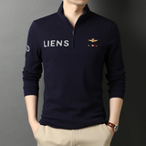 男士2021年秋季长袖纯棉t恤polo衫免烫翻领休闲体恤QLM55159-P80，男装T恤，电商B212（原钱塘6029）