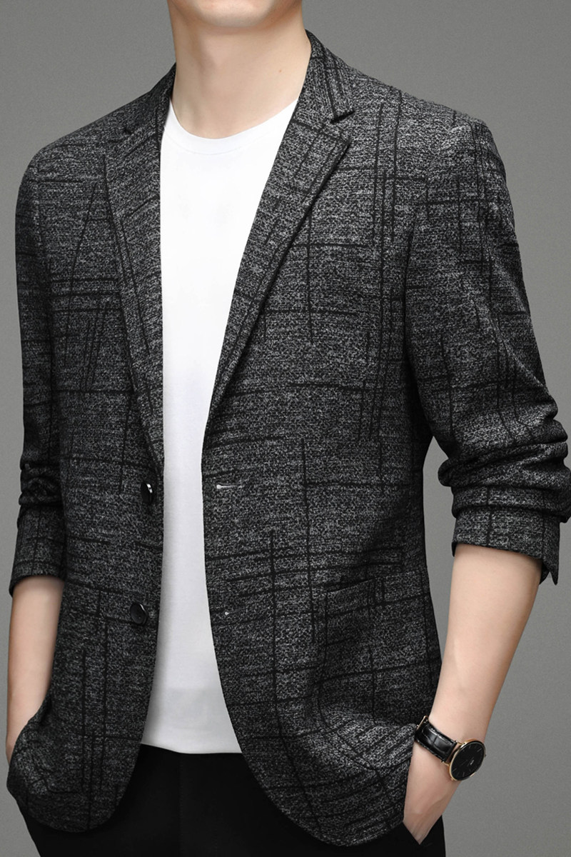 秋季西服男装外套修身格子休闲单件上衣潮流西服ZELD3321-P160,男装西服,电商B212（原钱塘6029）