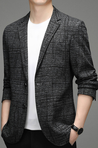 秋季西服男装外套修身格子休闲单件上衣潮流西服ZELD3321-P160图片