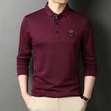纯色长袖T恤男翻领春秋季新款男士休闲潮流打底POLO衫D8811-P75，男装T恤，电商B212（原钱塘6029）