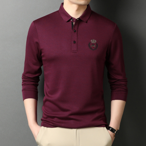 纯色长袖T恤男翻领春秋季新款男士休闲潮流打底POLO衫D8811-P75图片