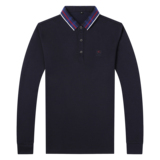 男士2021秋季新款长袖t恤中青年休闲polo衫翻领体恤QLM55138-P75，男装Polo衫，电商B212（原钱塘6029）