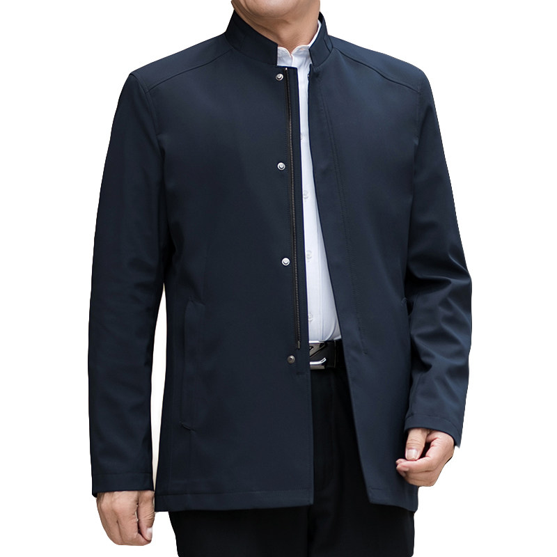 爸爸装夹克外套男春秋季新款中年男士休闲中长款上衣N19032-P135,男装夹克,电商B212（原钱塘6029）